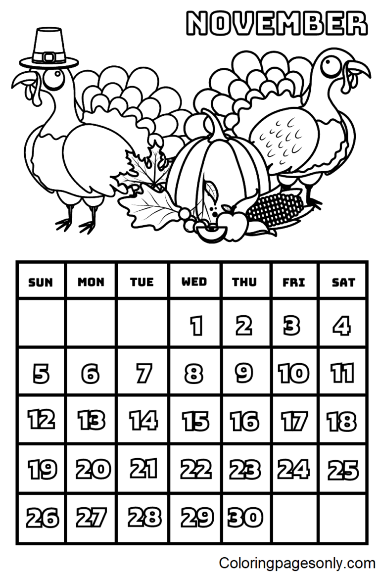 Calendar 2023 Coloring Pages Printable for Free Download