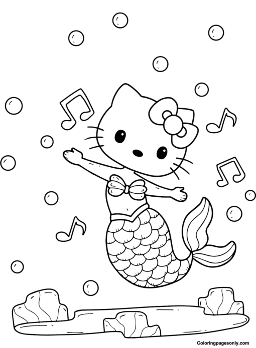 Hello Kitty Mermaid Coloring Pages Printable for Free Download