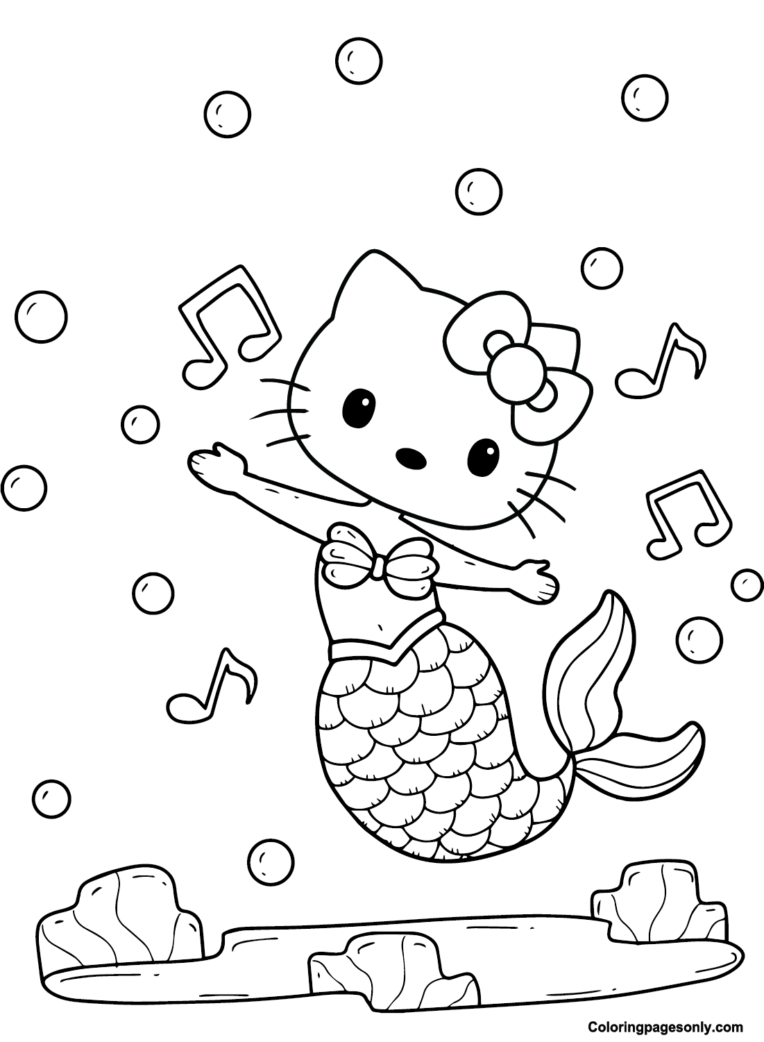 Hello Kitty Mermaid Coloring Pages Printable for Free Download