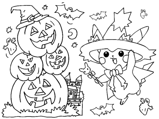 Pokemon Halloween Coloring Pages Printable for Free Download