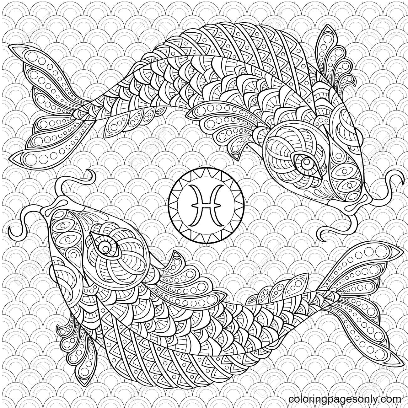 Pisces Coloring Pages Printable for Free Download