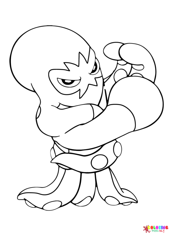 grapploct coloring page in black and white pokemon