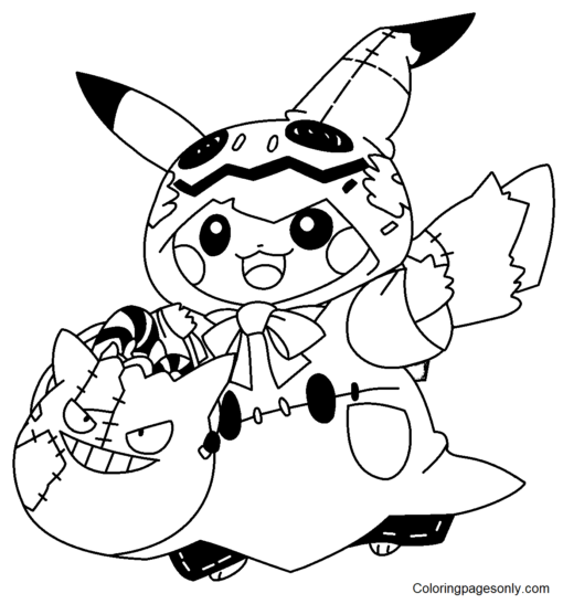 Pokemon Halloween Coloring Pages Printable for Free Download