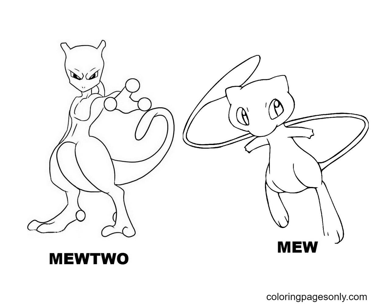 Pokemon Mew Coloring Pages 