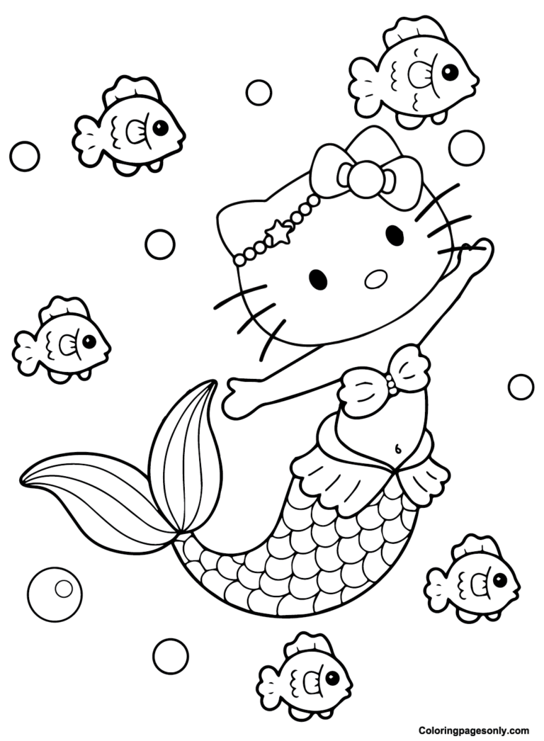 Hello Kitty Mermaid Coloring Pages Printable for Free Download