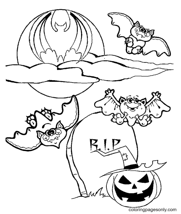 Halloween Bats Coloring Pages Printable for Free Download