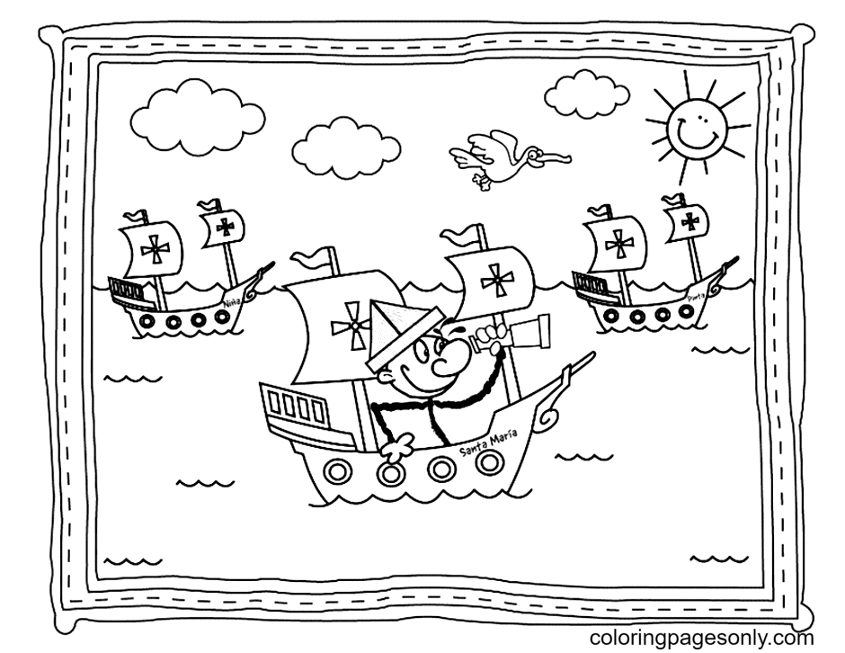 columbus three ships coloring pages