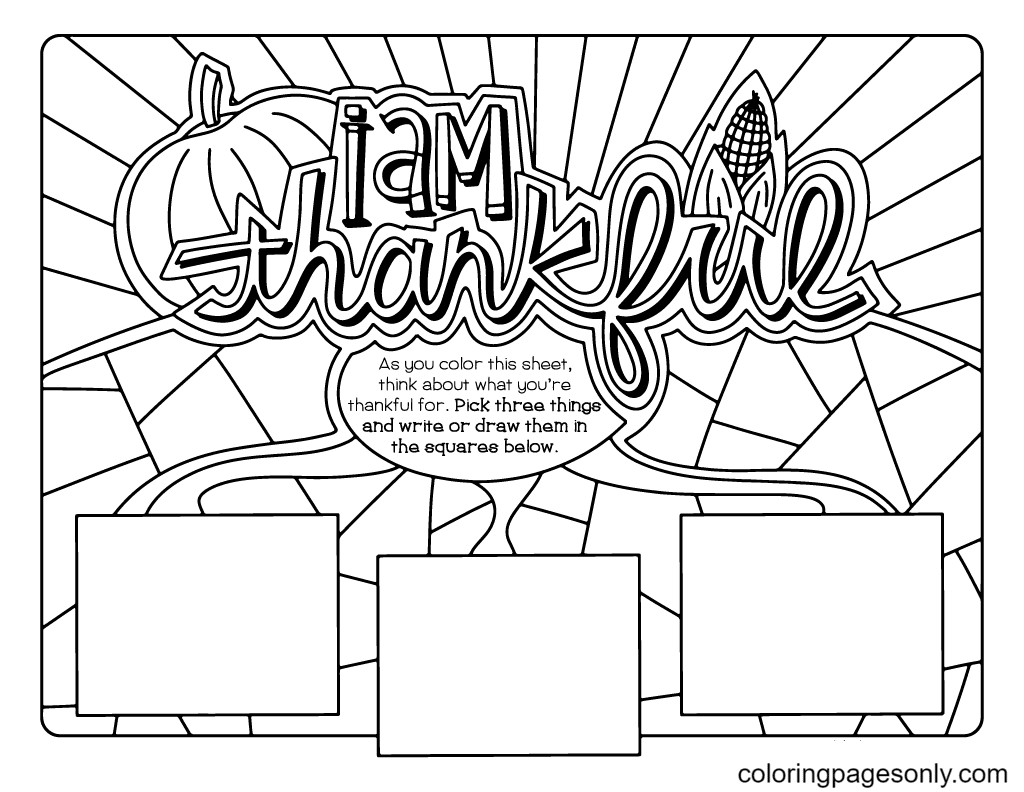 I Am Thankful For Coloring Pages Printable for Free Download