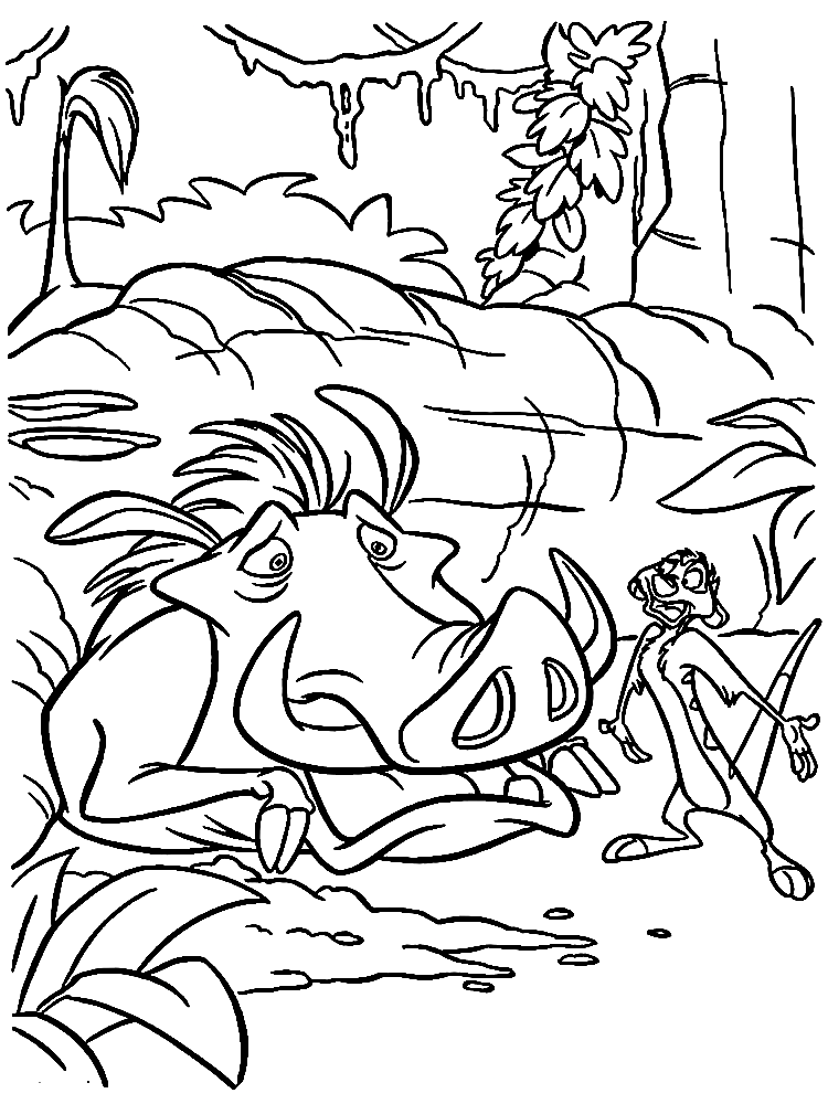 Timon and Pumbaa Coloring Pages Printable for Free Download