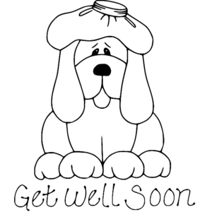 Teddy bears - Black and white Get Well Soon clipart. Free download
