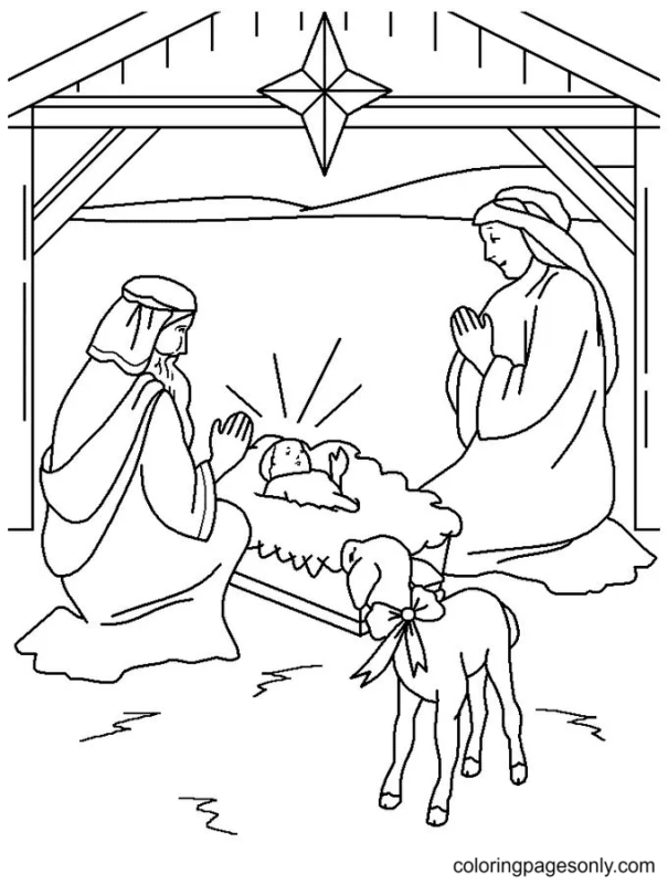 Religious Christmas Coloring Pages Printable for Free Download