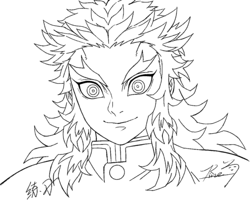 Kyojuro Rengoku Coloring Pages Printable for Free Download