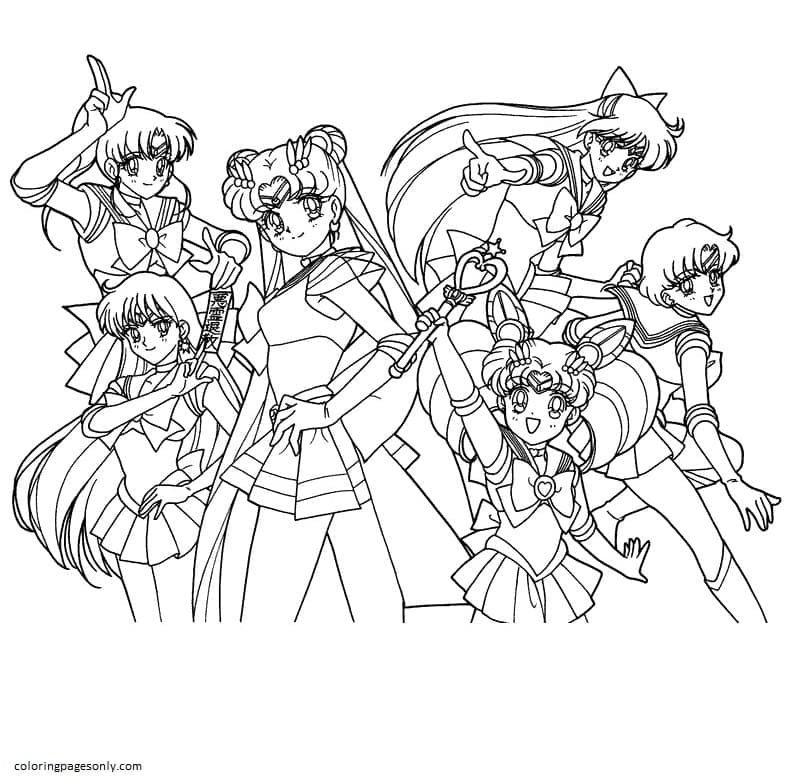 sailor moon and friends coloring pages