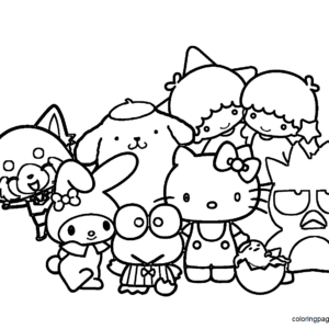 hello kitty characters coloring pages