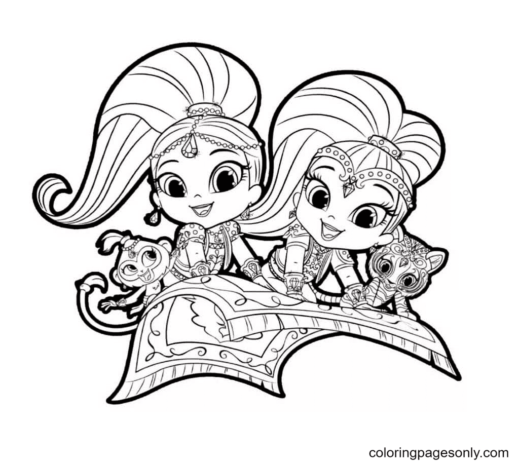 Shimmer and Shine Coloring Pages Printable for Free Download
