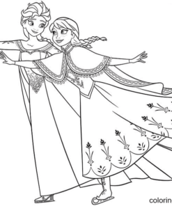 Elsa and Anna Coloring Pages Printable for Free Download