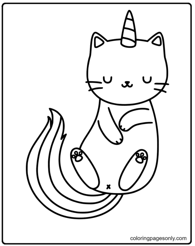 Unicorn Cat Coloring Pages Printable for Free Download