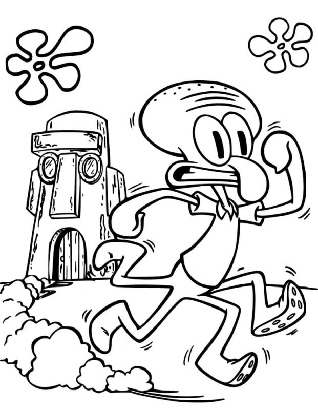 Squidward Tentacles Coloring Pages Printable for Free Download