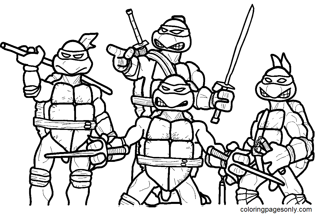 Ninja Turtles Coloring Pages Printable for Free Download