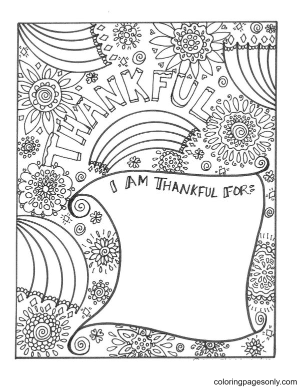 I Am Thankful For Coloring Pages Printable for Free Download