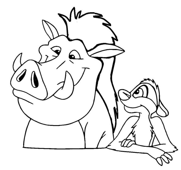 Timon and Pumbaa Coloring Pages Printable for Free Download