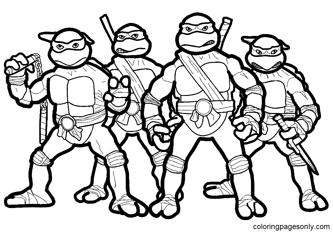 Ninja Turtles Coloring Pages Printable for Free Download