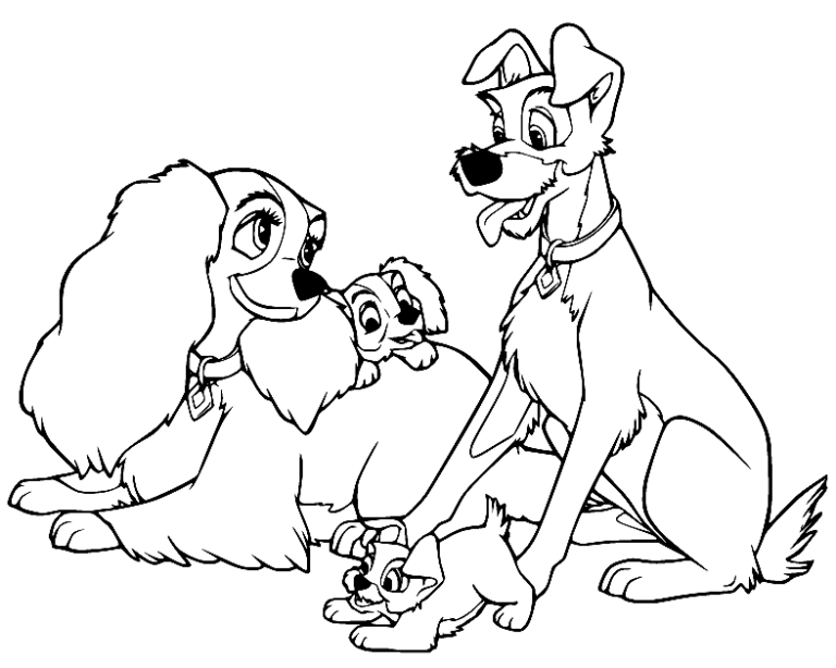 Lady and the Tramp Coloring Pages Printable for Free Download