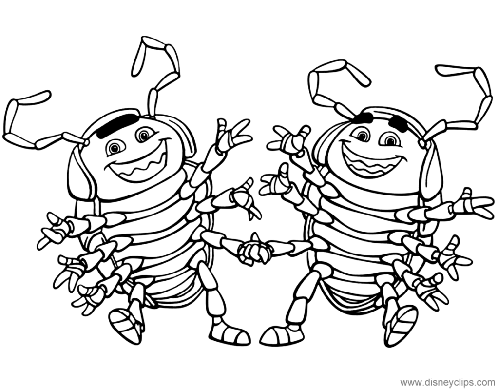 tuck and roll coloring page in black and white a bugs life