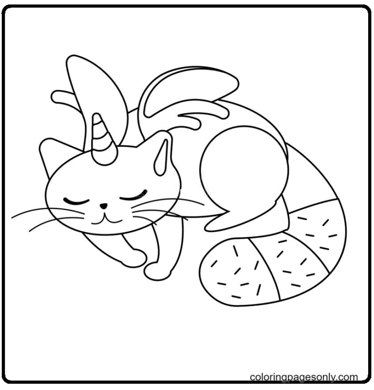 Unicorn Cat Coloring Pages Printable for Free Download