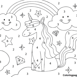 Unicorn Color By Number Coloring Pages Printable for Free Download