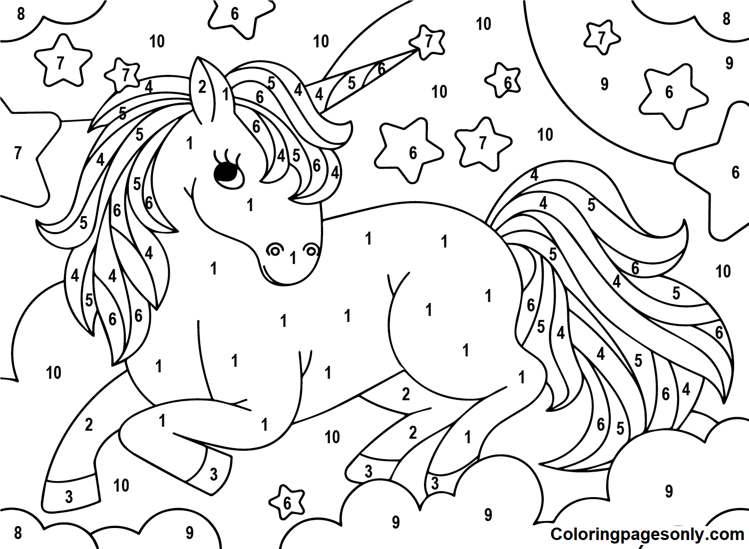 Witch Color by Number  Free Printable Coloring Pages