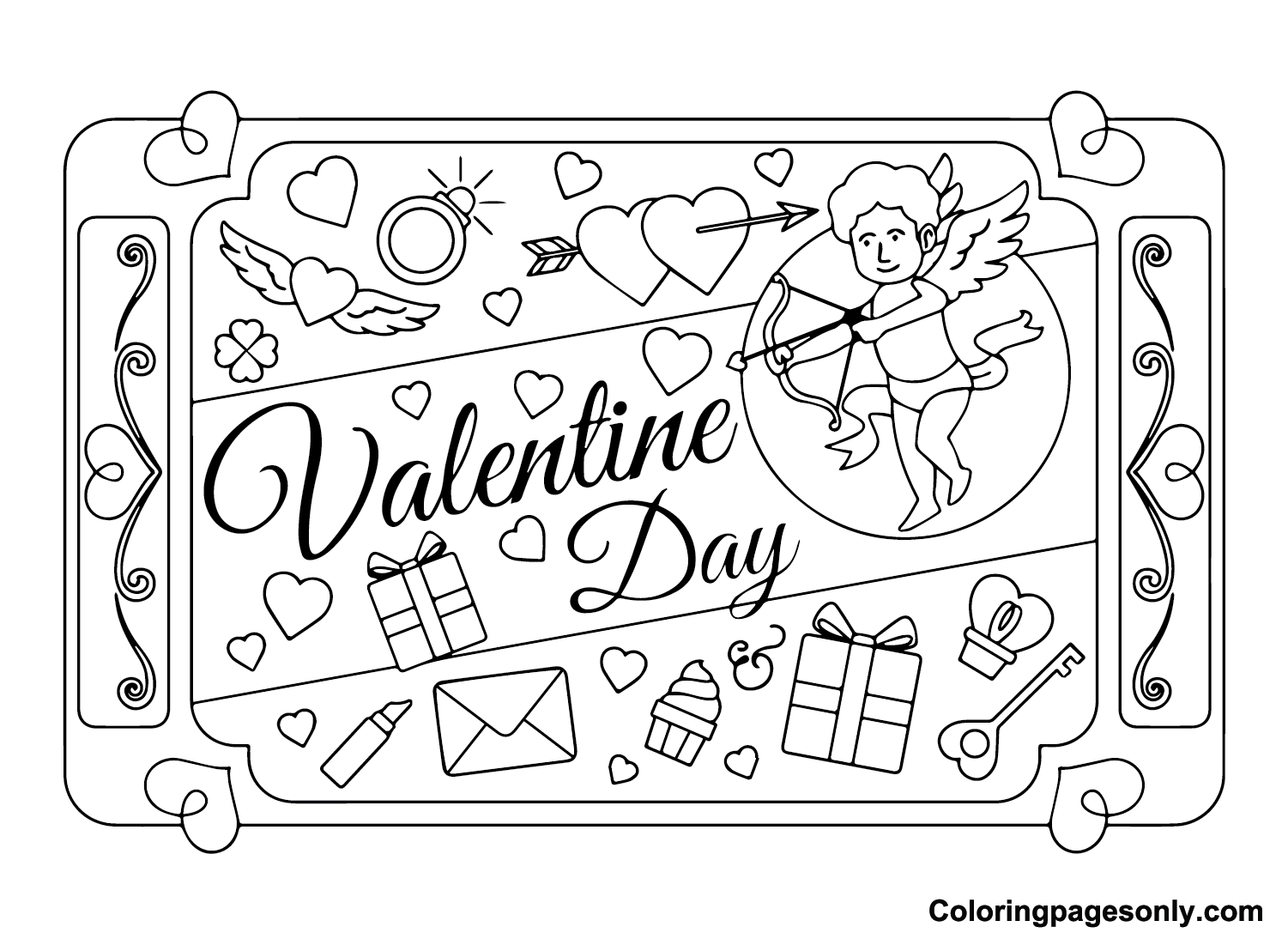 Valentines Day Cards Coloring Pages Printable for Free Download