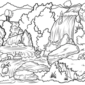 Waterfalls Coloring Pages Printable for Free Download