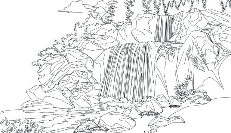 Waterfalls Coloring Pages Printable for Free Download