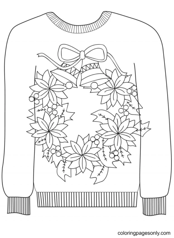 Christmas Sweater Coloring Pages Printable for Free Download