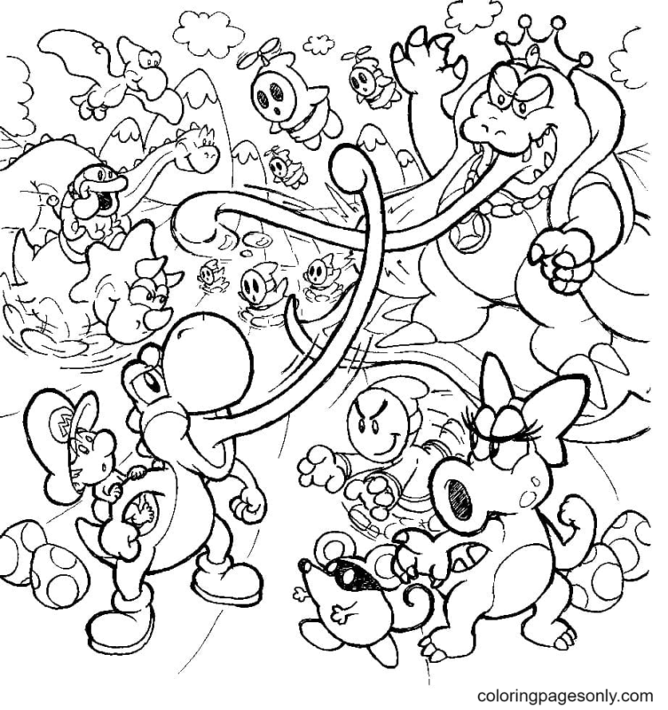 Yoshi Coloring Pages Printable for Free Download