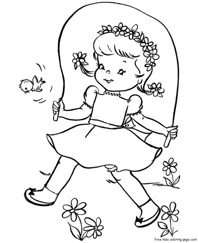 Printable girl jumping rope coloring pages for kids - Free Printable ...