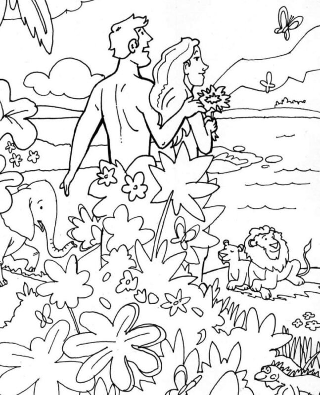 Adam and Eve Coloring Pages Printable for Free Download