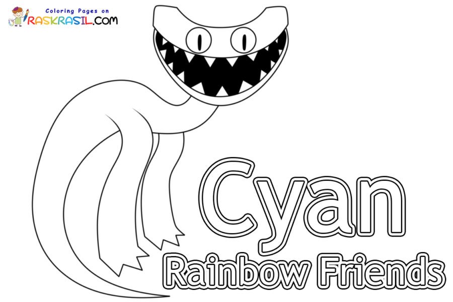 Cyan Rainbow Friends Coloring Pages in 2023