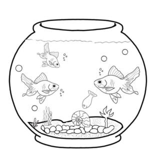 Fish Bowl Coloring Pages Printable for Free Download