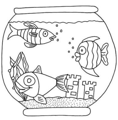 Fish Bowl Coloring Pages Printable for Free Download