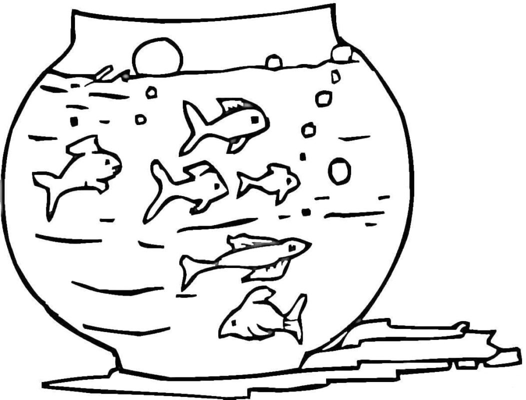 Fish Bowl Coloring Pages Printable for Free Download