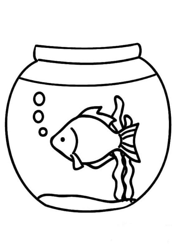 Fish Bowl Coloring Pages Printable for Free Download