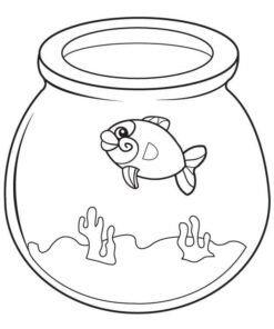 Fish Bowl Coloring Pages Printable for Free Download