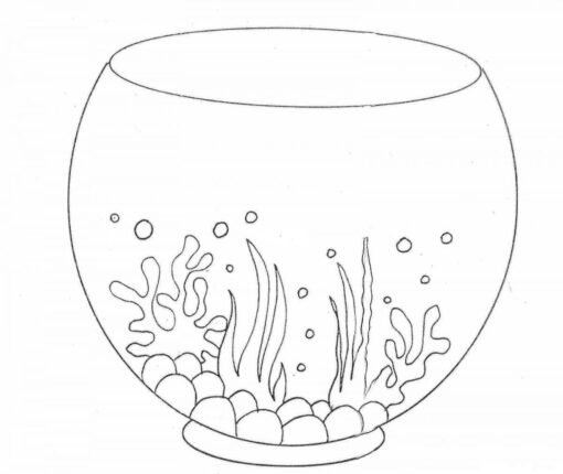 Fish Bowl Coloring Pages Printable for Free Download