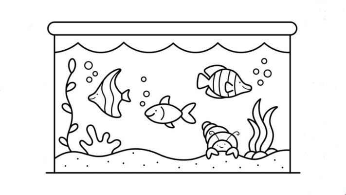 Fish Bowl Coloring Pages Printable for Free Download