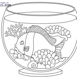 Fish Bowl Coloring Pages Printable for Free Download