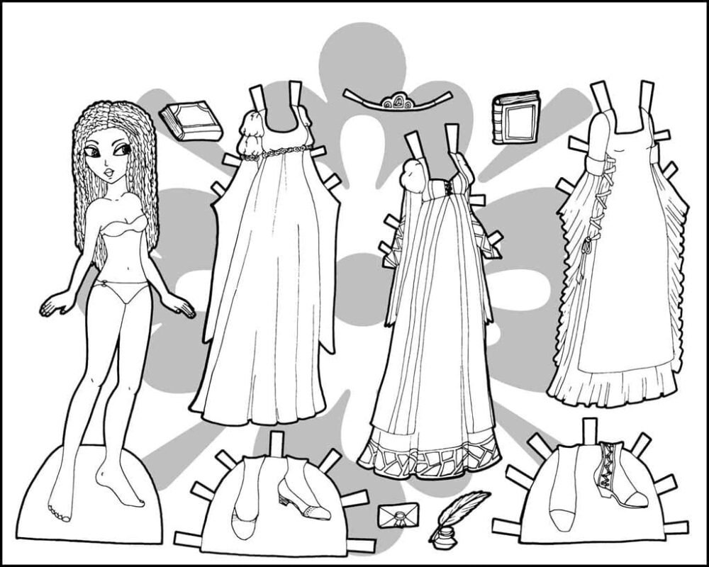 Paper Doll Coloring Pages Printable for Free Download