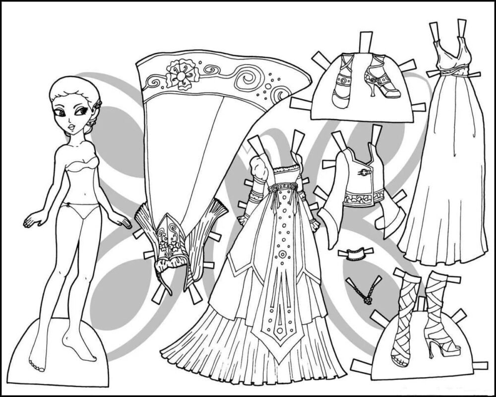 Paper Doll Coloring Pages Printable for Free Download