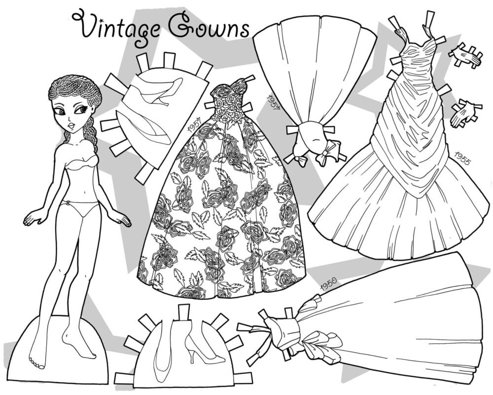 Paper Doll Coloring Pages Printable for Free Download